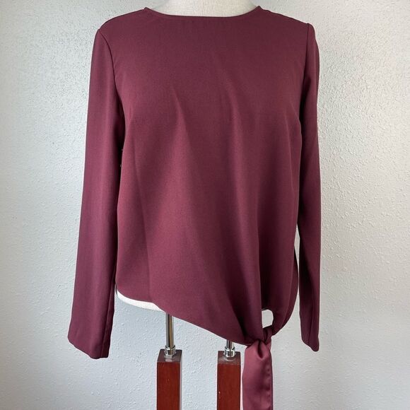 EUC Talbots Womens Maroon Long Sleeve Blouse with Low Tie Size S - Picture 1 of 6